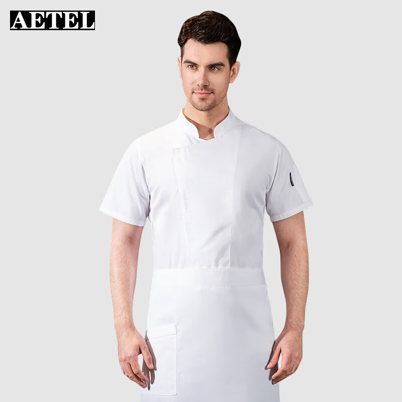 aetel厨师服男短袖薄款后厨房衣服厨师长制服工衣女夏季厨师工作服