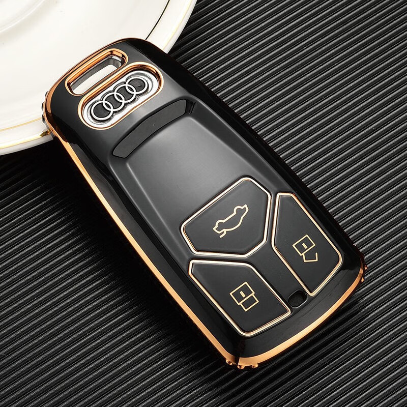 13-22款奥迪a5钥匙套 a5汽车遥控器保护壳扣钥匙包 b款【炫酷黑】单壳