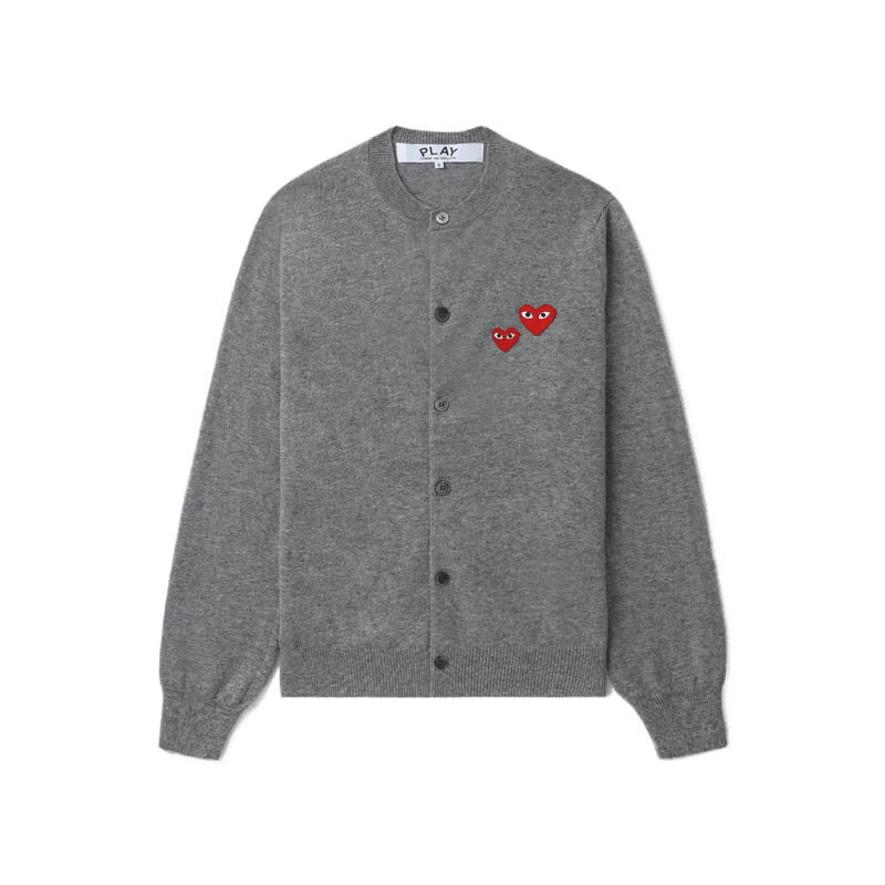 PLAY COMME DES GARCONS CDG IT 川久保玲情侶款圓領羊毛針織開衫 GYX/中灰色 S