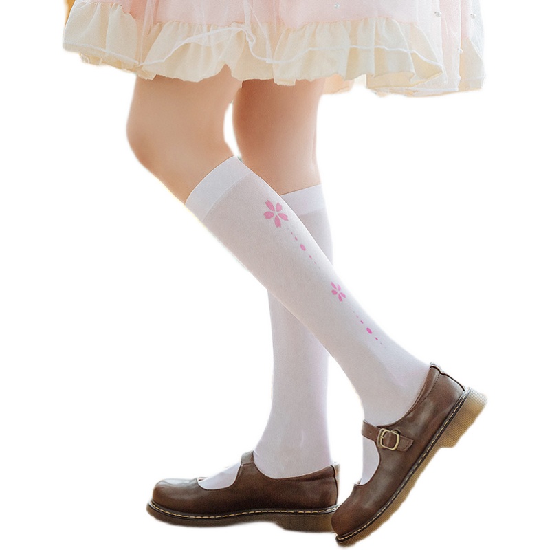 奈久留美 日系萝莉白色丝袜可爱猫爪连裤袜学生洛丽塔过膝长筒袜薄款