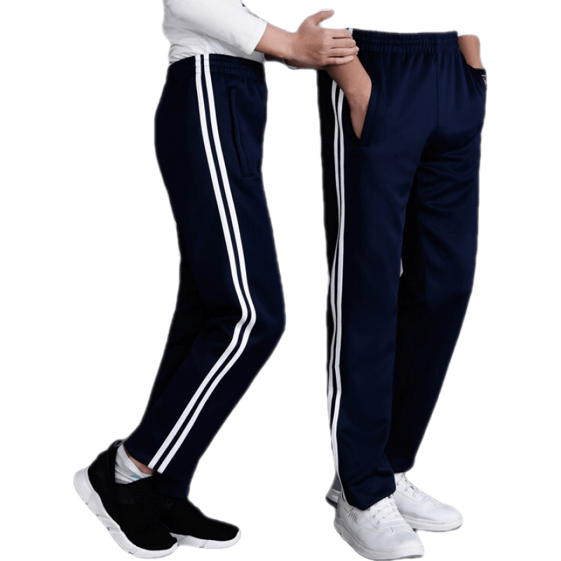 昭麓（ZARLU）高中生夏季校服褲中學(xué)生校褲寬松大碼直筒子兩條杠白邊雙杠運(yùn)動(dòng)褲 5866深藍(lán)色春秋兩個(gè)杠直筒 120cm