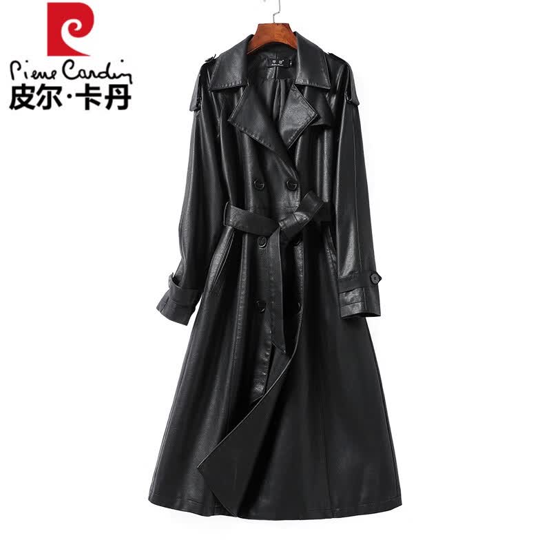 皮尔卡丹【轻奢高档】2022年秋冬新款海宁真皮皮衣外套女中长款时尚气质绵羊皮风衣时尚女装针织 黑色 L 建议110-120斤属于什么档次？