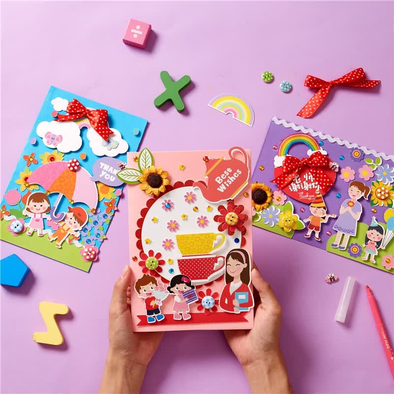 新玥 教师节贺卡3张装送老师礼物儿童手工制作diy幼儿园学生感恩卡片高性价比高么？