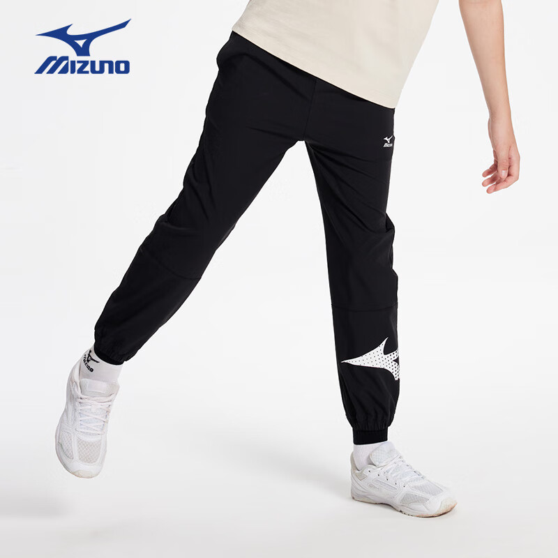 美津浓（MIZUNO）美津浓男儿童裤子春秋季薄款速干防蚊裤中大童运动长裤 黑色 165 (建议身高160-165cm)