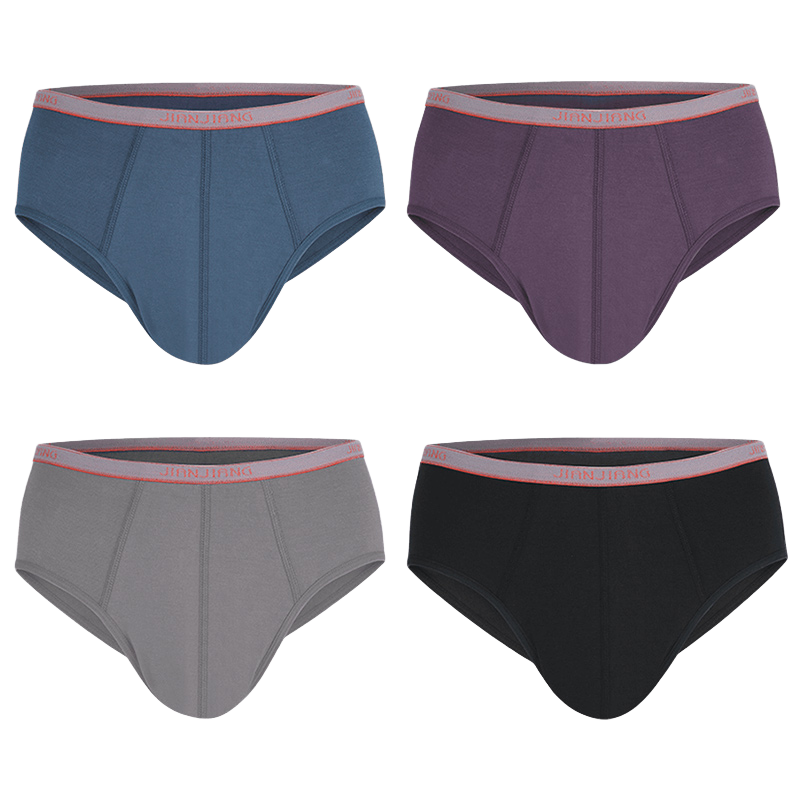 健将男士三角内裤4条细边透气纤维三角短裤衩