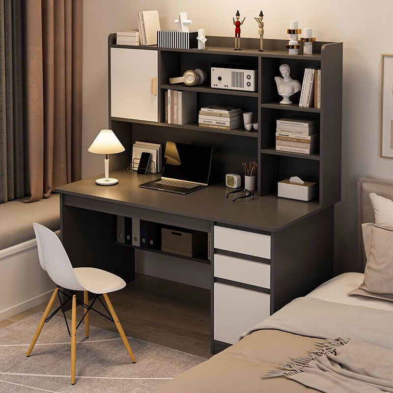 盏炯【上门安装】连体书桌台书架一体家用电脑卧室简易写字学习柜组合