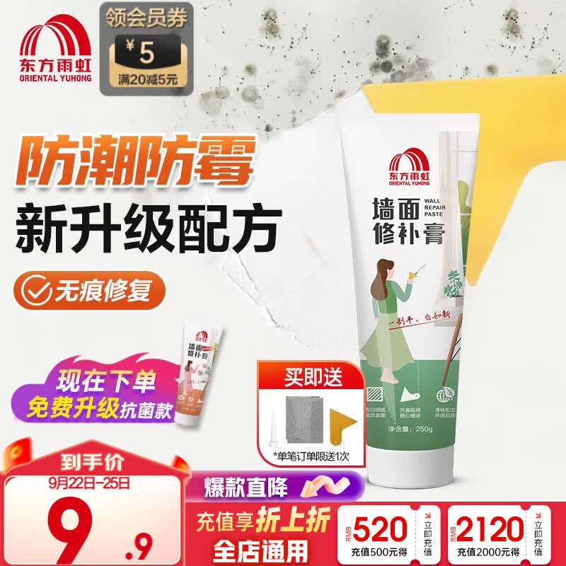 雨虹防水 墙面修补膏白色补墙神器 耐水防霉腻子补墙膏墙皮划痕修复涂料 【耐水防霉型】250G怎么样,好用不?