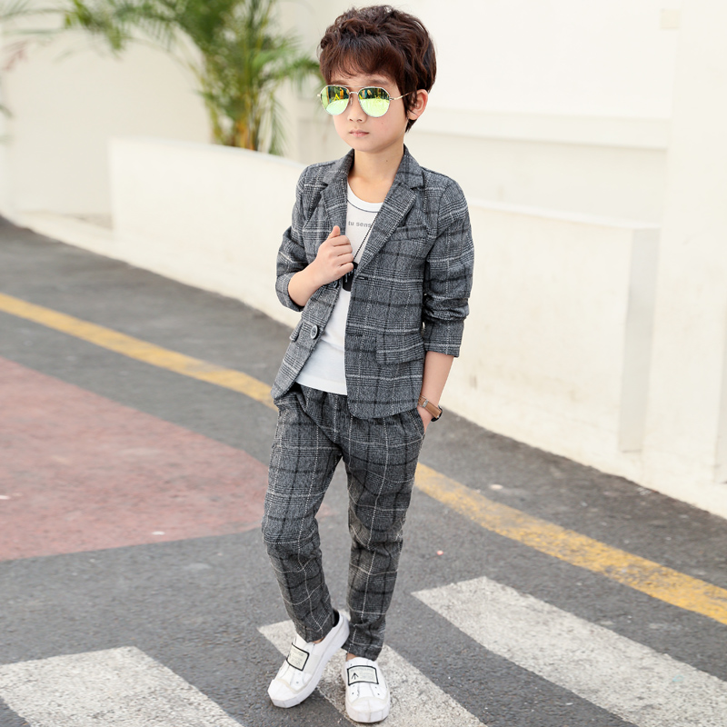 糊图狗(hutugou) 童装男童装春装新款大童儿童帅气小西装套装男孩小孩
