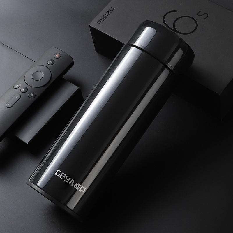 德国geya保温杯男 高档商务泡茶杯大容量水杯银制内胆银杯316不锈钢