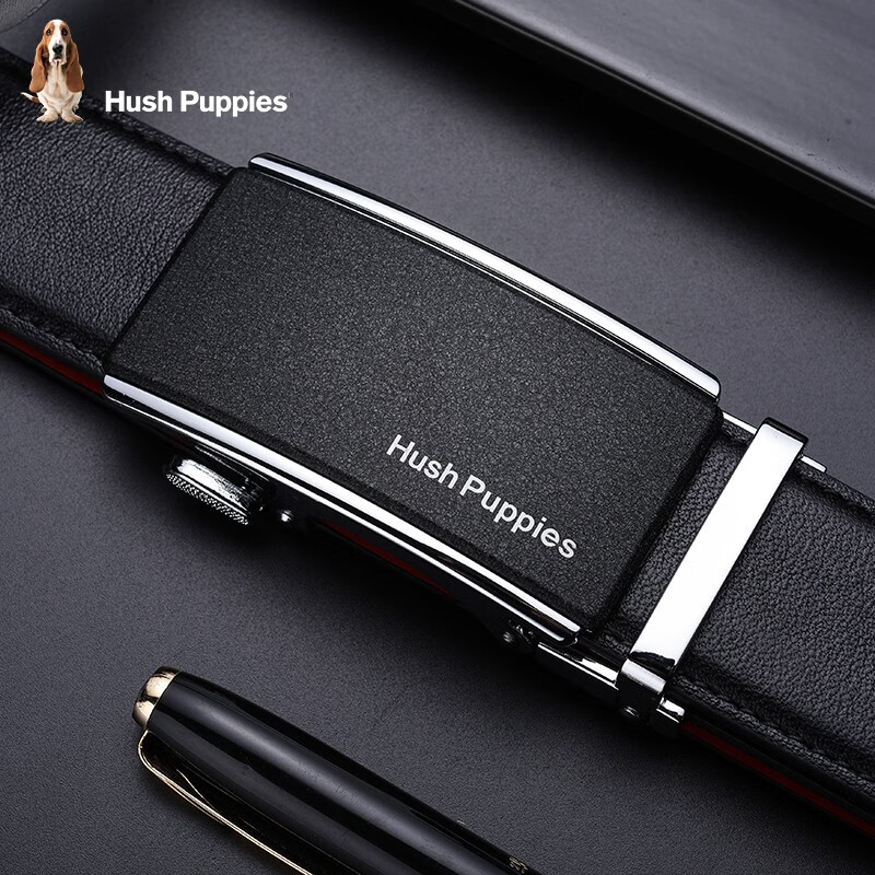 暇步士(Hush Puppies)本命年马年红腰带男真皮自动扣头层牛皮红色皮带裤带商务高端奢品 外黑内红948W 110cm