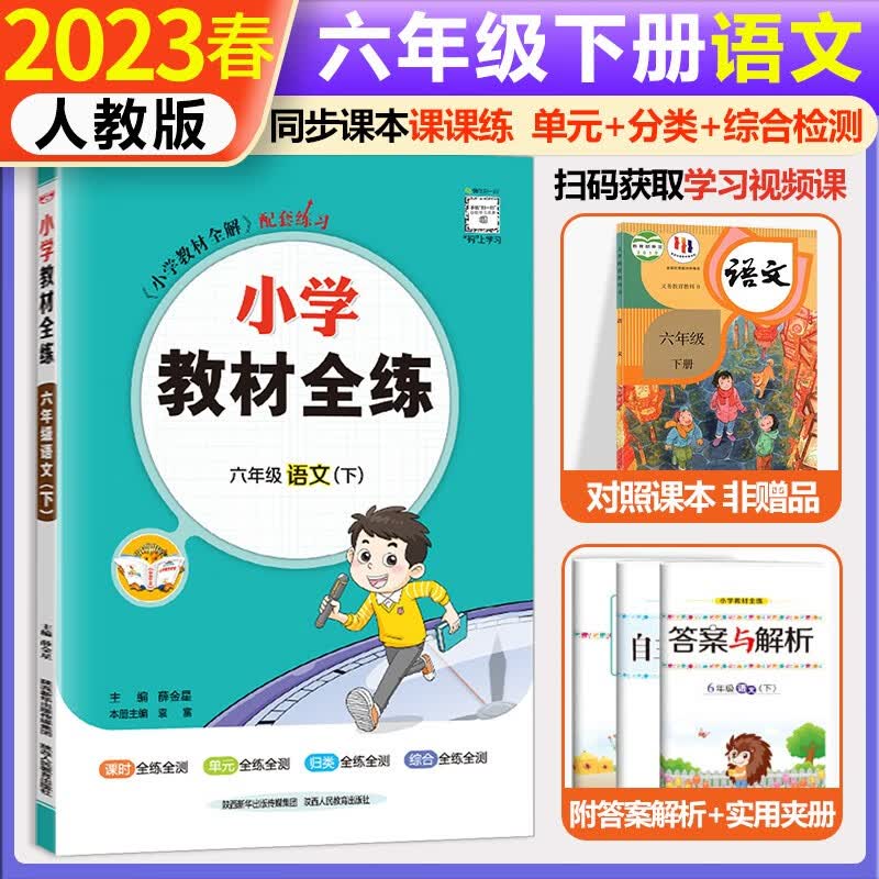 2023春小学教材全练六年级下册语文人教版同步课本训练六6年级下课课练教材全解配套练习册练习题内附测试卷 薛金星