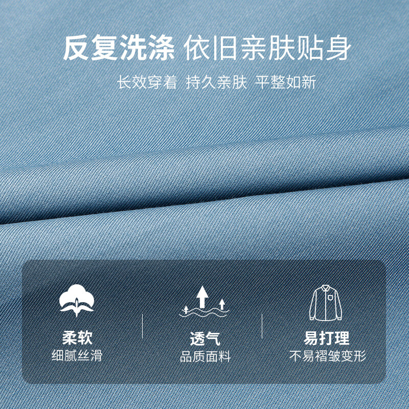 才子(TRIES)【明星同款】男士商务休闲长袖衬衫易打理纯色百搭职场白衬衣 浅豆绿色 2XL 41(175/96A)