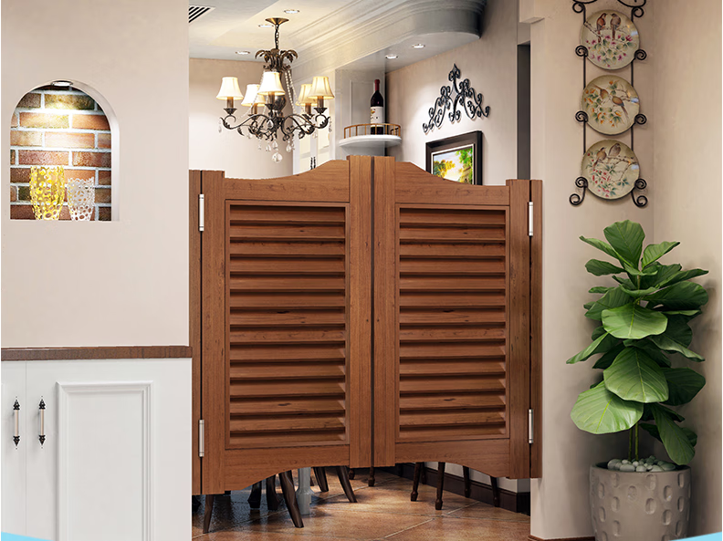趣士多 实木对开门半腰门栅栏门半截走廊门隔断吧台酒吧百叶门牛仔门