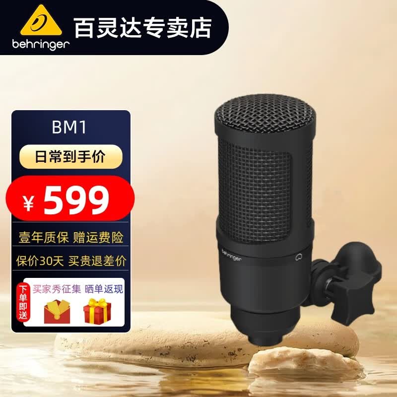 behringer百灵达 BM1 心形电容话筒 录音直播电脑K歌悬挂麦风属于什么档次？