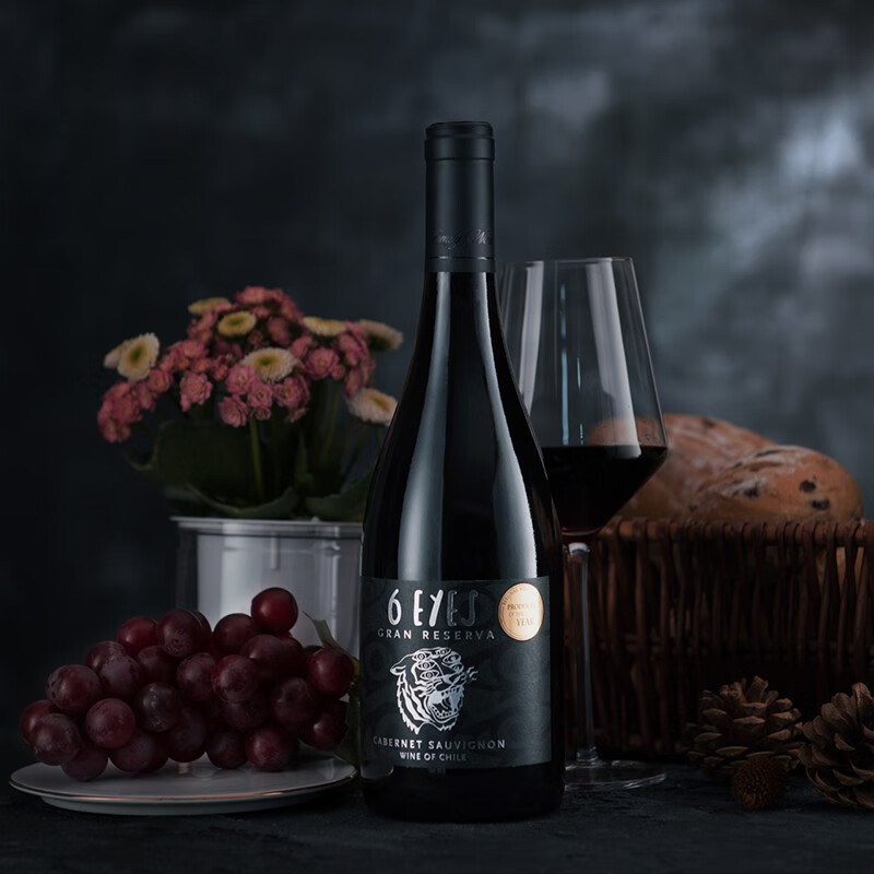 蓝菲1819 智利进口红酒 六智虎神珍藏赤霞珠干红葡萄酒 单支装