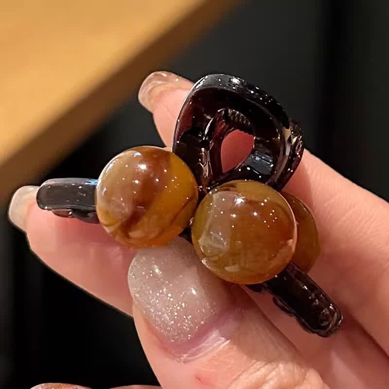 唐芙妮琥珀色樱桃小抓夹女新款发夹公主头刘海夹碎发夹子鲨鱼夹发饰 琥珀色球球小抓夹一对装