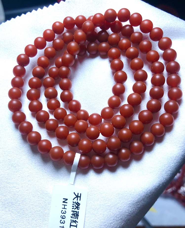 lzjv保山南红云南玛瑙手链满色满肉柿子红手串108颗多圈项链男女 保山