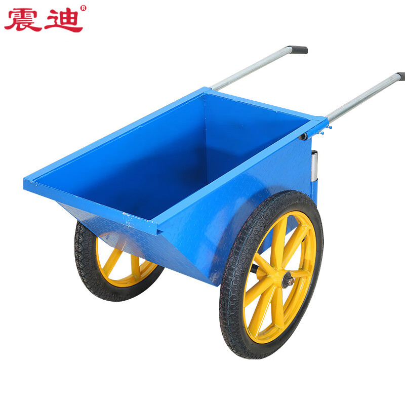 震迪手推翻斗车蓝色大号泥沙搬运车劳动车人力车可定制sh683充气轮
