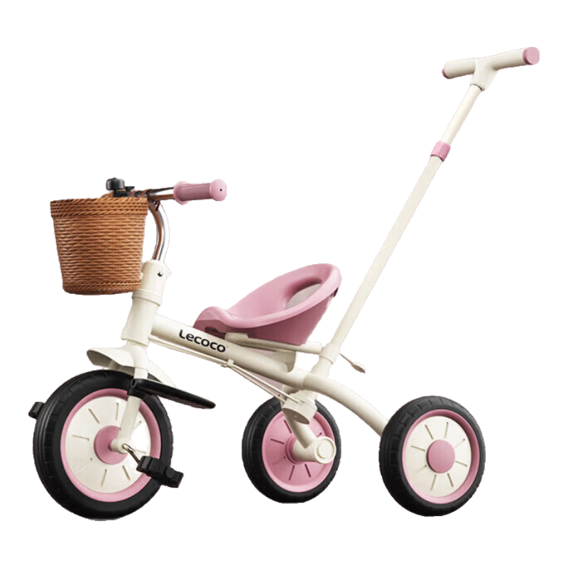 樂卡（Lecoco）兒童三輪車寶寶腳踏車玩具孩子童車2-6歲自行車免充氣輪節(jié)日禮物 尼諾S2 -琪芮粉