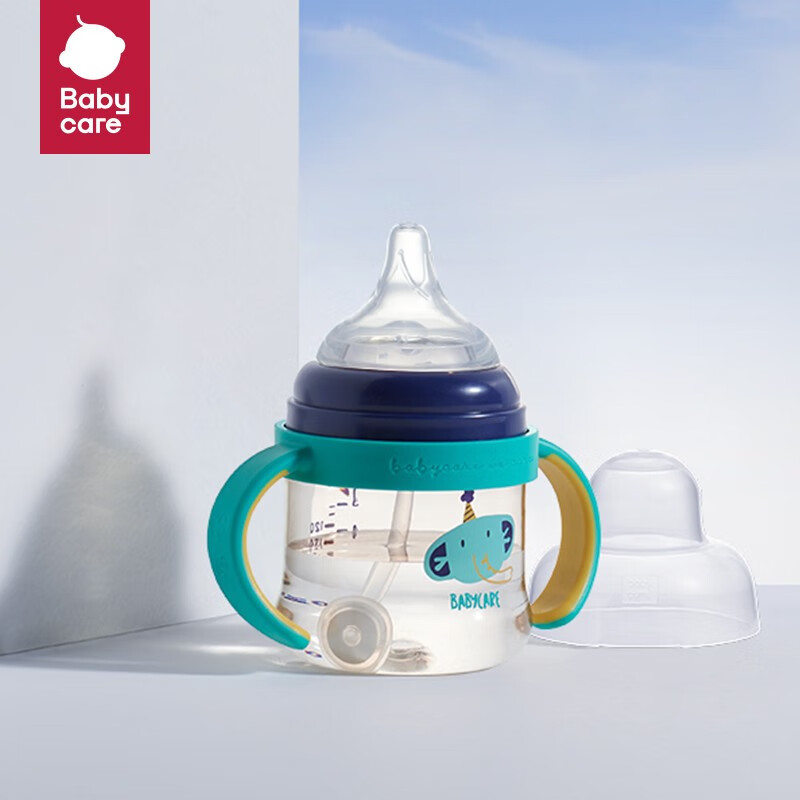 babycare会长大的奶瓶ppsu耐摔防胀气 宽口径新生婴儿鸭嘴吸管宝宝奶瓶 PPSU奶瓶160ml-科里斯绿S