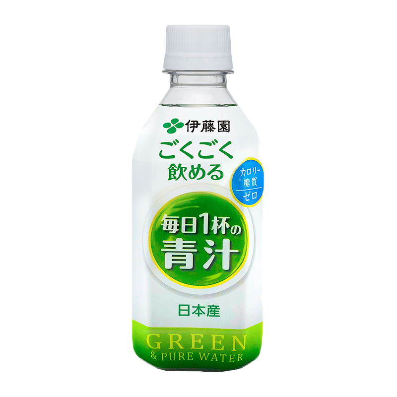 伊藤园日本进口青汁无粉末感抹茶味膳食纤维 大麦若叶维C青汁饮料 350g*24瓶