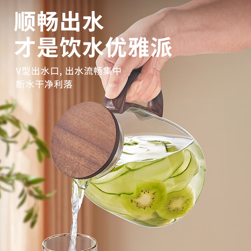 紫丁香冷水壶玻璃大容量凉水壶晾水壶冰箱凉白开家用耐热泡茶壶水杯