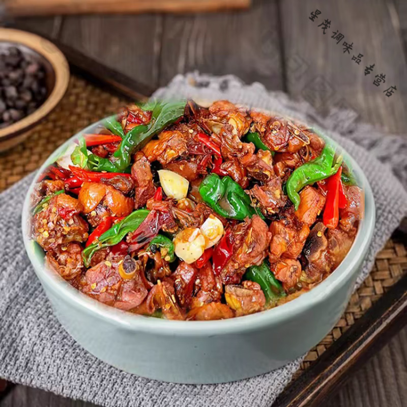 食怀山东枣庄辣子鸡 滕州名吃辣子鸡 整全鸡现杀现炒鸡500g/1500g装 本地特有黑腿 三斤多+煎饼 中辣