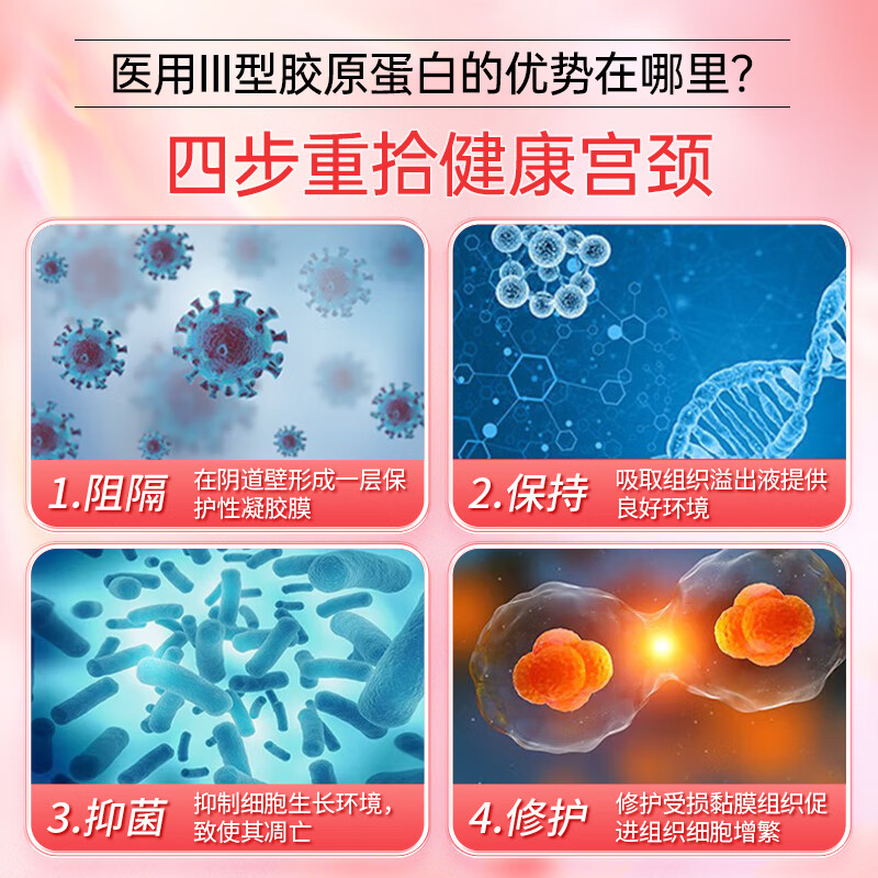 妇炎洁胶原蛋白凝胶妇科可搭私密紧致私处紧缩阴道产后保养水润紧润丹女 三盒周期装（妇科炎症萎缩失弹） 可搭缩阴私处紧致 当天缩阴凝胶