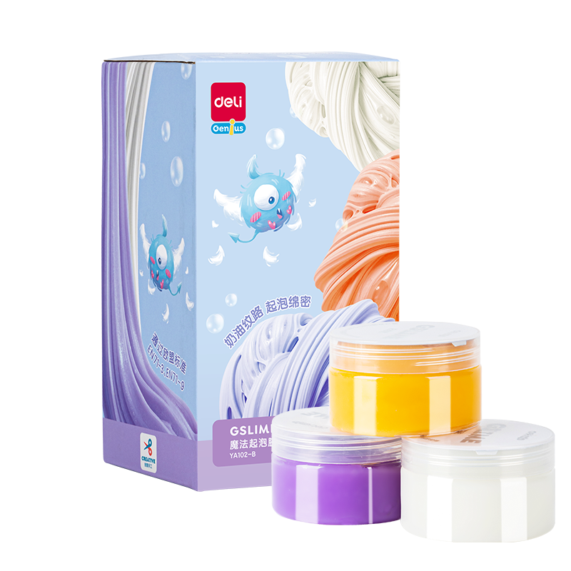 得力(deli)魔法起泡胶史莱姆手工DIY 彩泥粘土解压水晶泥泡泡泥男女孩玩具 生日儿童开学毕业文具礼物