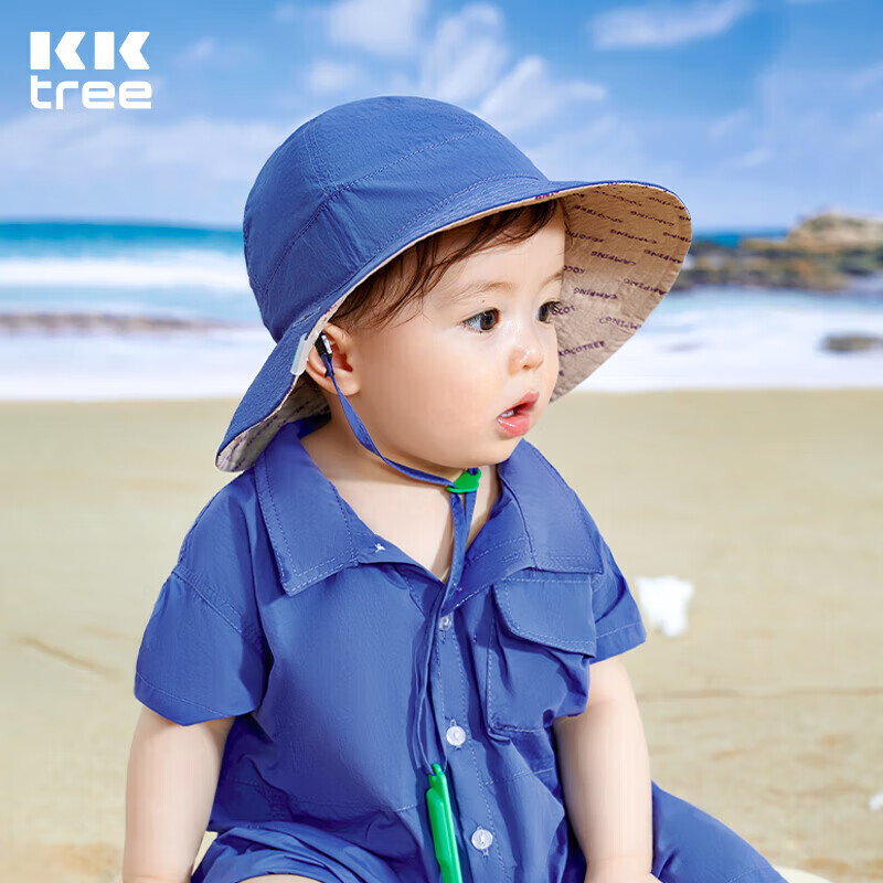 kocotreekk树宝宝帽子防紫外线户外遮阳帽男女童渔夫帽夏季儿童出游盆帽