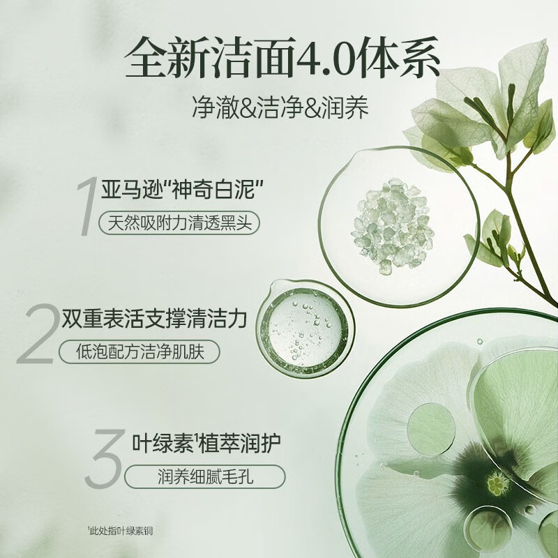 BUVdrar叶绿素氨基酸洁面泥去黑头粉刺控油深层清洁毛孔洗面奶 3瓶装