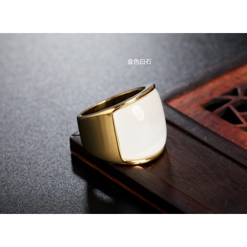 ukmrsr0048-hk03创意不锈钢男士猫眼石大班指 单身食指环戒指 金色