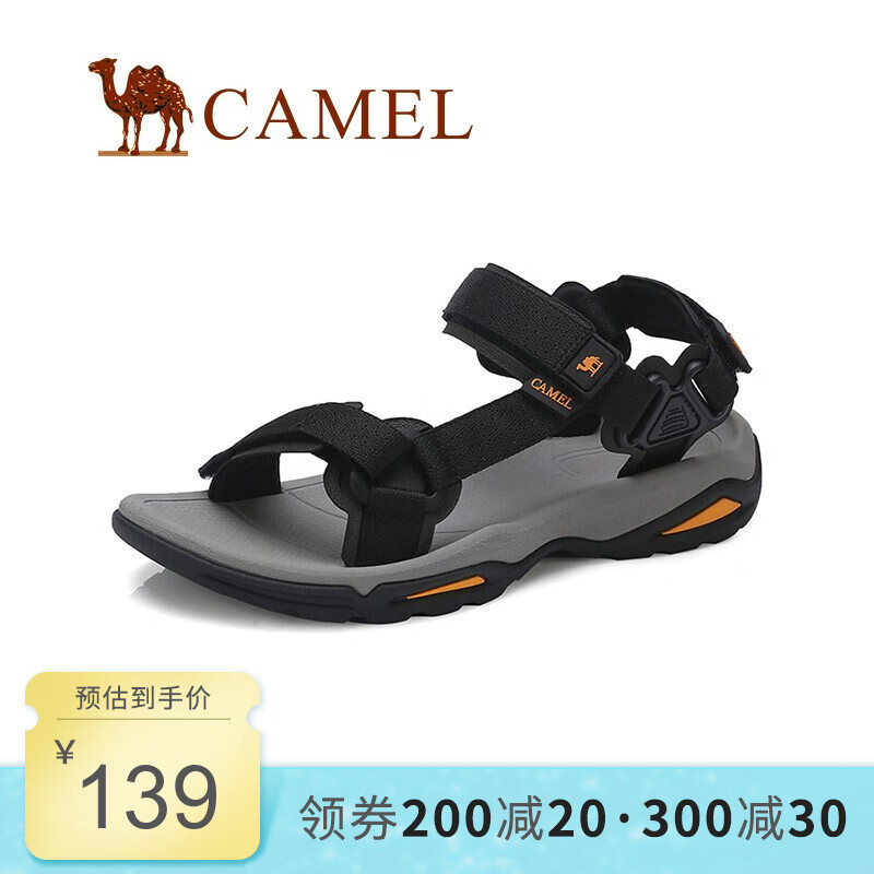 女鞋（CAMEL）夏季女士软底沙滩鞋休闲运动凉鞋 黑色 38