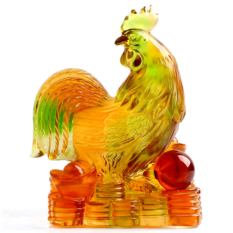 玄友琉璃金鸡报晓摆件鸡形饰品公鸡吉祥物生肖鸡生日礼物属鸡