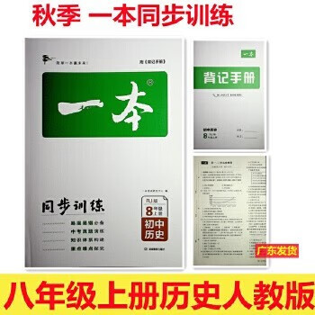 包邮2023秋一本初中同步训练8八年级上册语文数学英语物理生物历史道德与法治人教版初中生中考辅导2024版 上册历史人教版