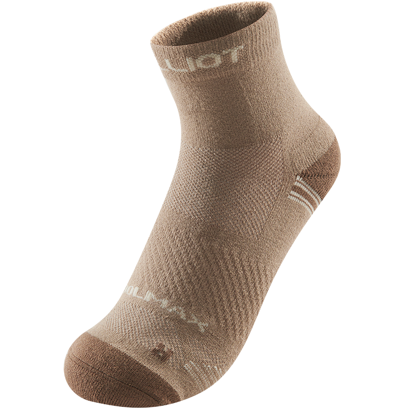 伯希和户外运动袜短筒冬袜男女登山透气抗菌防臭跑步袜子165035006浅咖M