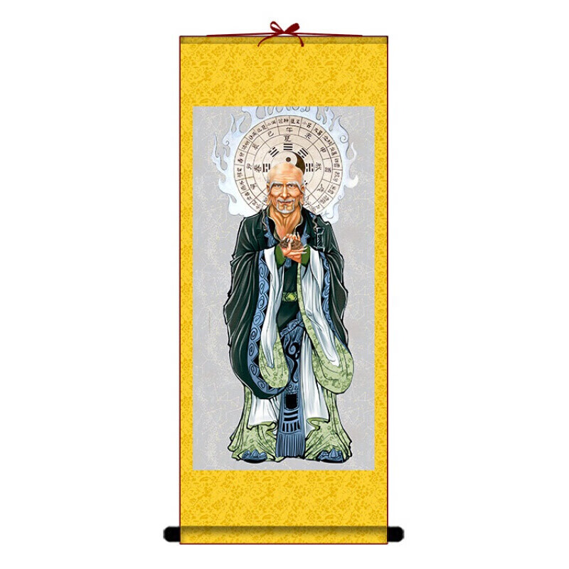 王禅老祖画像王诩骑虎挂画道教神像卷轴画供奉纵横家谋圣图 鬼谷子01