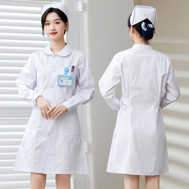 kxric护士服女款长袖夏季装绣印字白大褂短袖娃娃领店美容院工作服