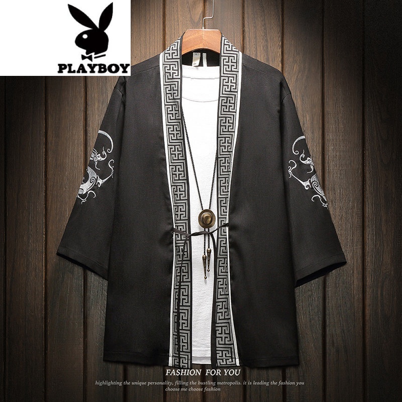 花花公子轻奢高档 夏季中国风现代汉服男古风仙外衣魏晋风居士服男装