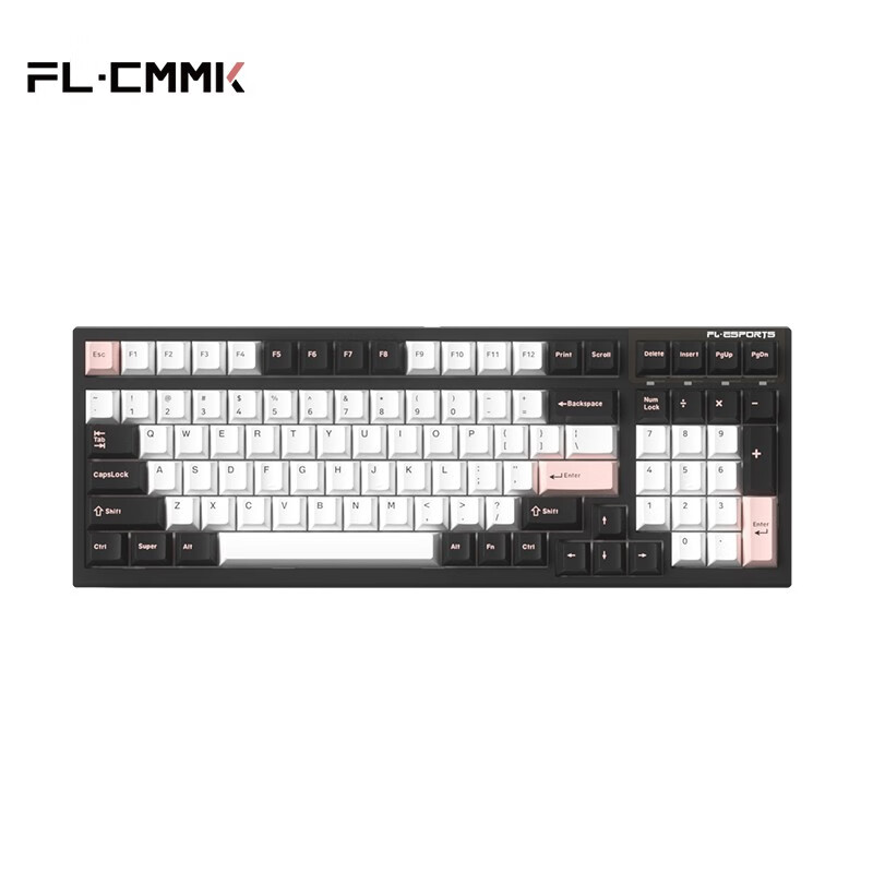 腹灵（FL·ESPORTS） 腹灵FL100无线蓝牙2.4G三模机械键盘热插拔PBT渐变键帽游戏键盘 三模无线-全键可换轴-白OV FLCMMK冰川粉轴