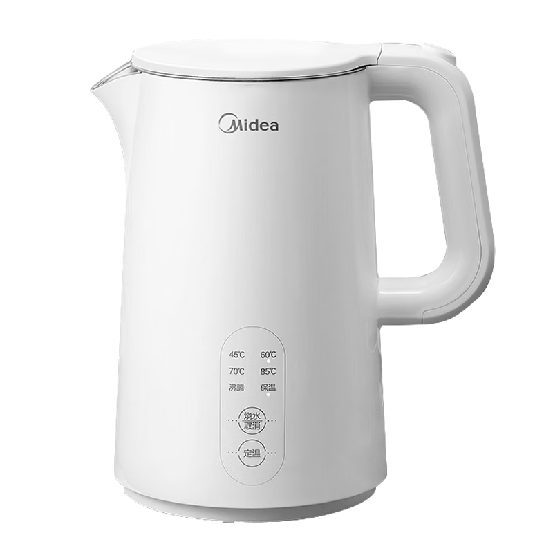 美的（Midea）电水壶热水壶烧水壶开水壶控温壶316L不锈钢内胆1.5L侧显温度智能自动断电15X301-PRO