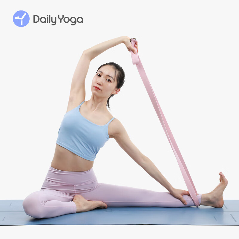 每日瑜伽 Daily Yoga 伸展带 瑜伽拉力带 健身力量训练绳 空中瑜伽用品 加长伸展拉筋带 278cm 樱粉