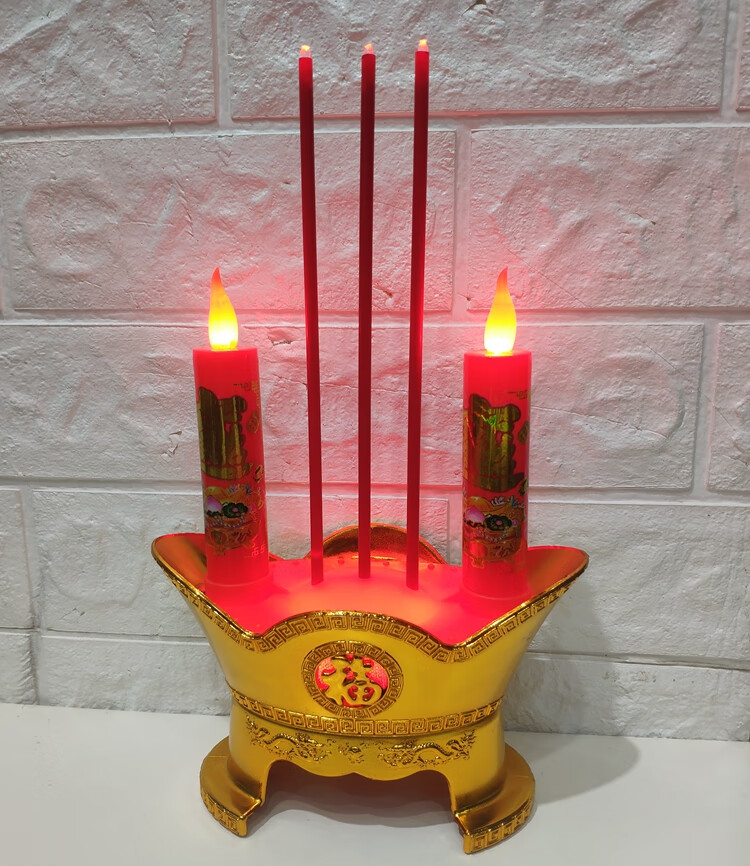 恒愎电子蜡烛灯供佛炉财观音拜佛前用灯插电用 电池款闪烁炉