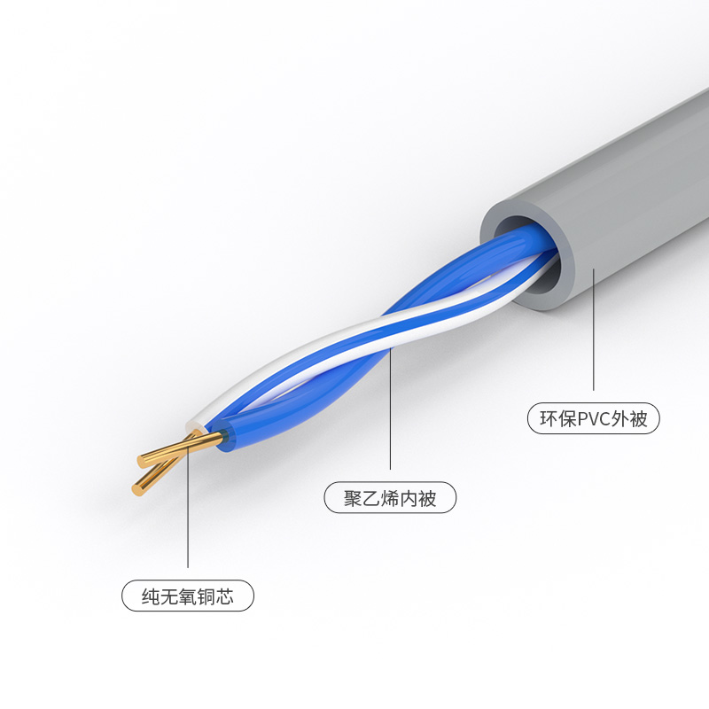 海乐（Haile）HT-100-8M 二芯/两芯/2芯电话跳线6P4C纯铜电话线 8米