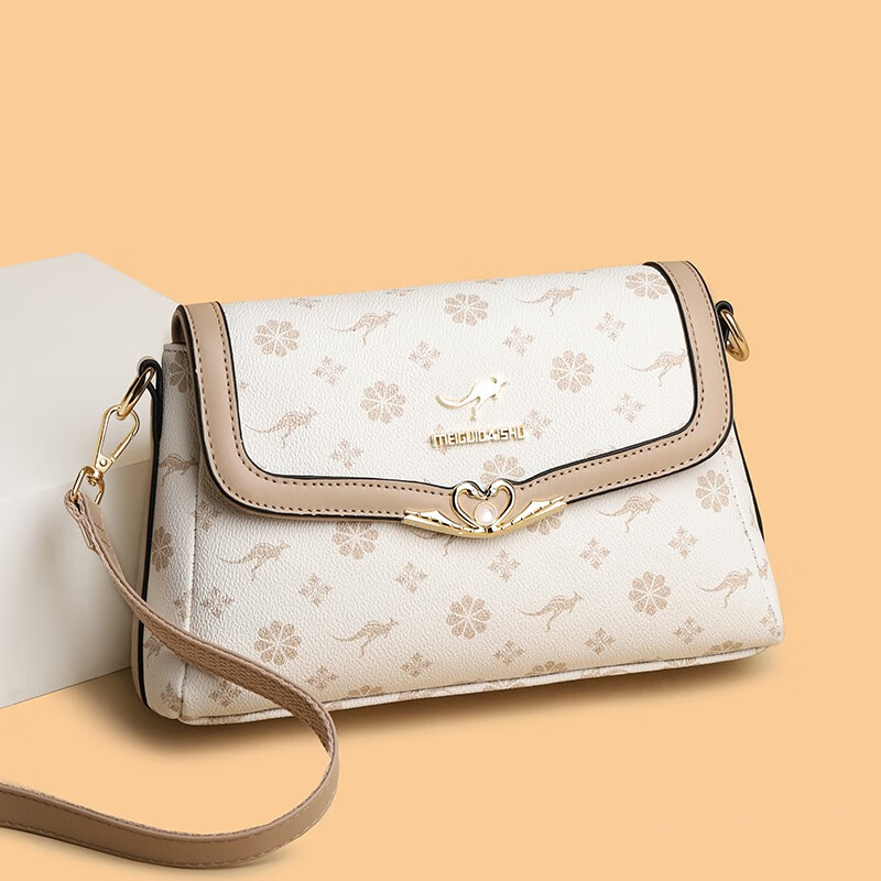 玫瑰袋鼠轻奢品牌真皮包包女士软皮斜挎包2025七夕送中年妈妈婆婆生日礼物 棕花配棕【礼品袋+贺卡】