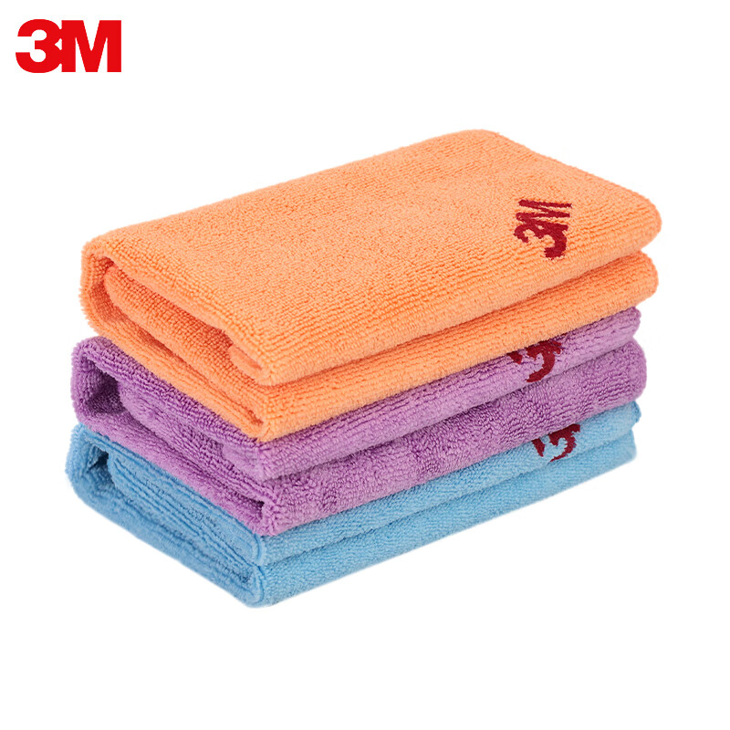 3M洗车毛巾擦车布洗车布细纤维强吸水毛巾汽车用品 2条装40cm*40cm 混色3条装
