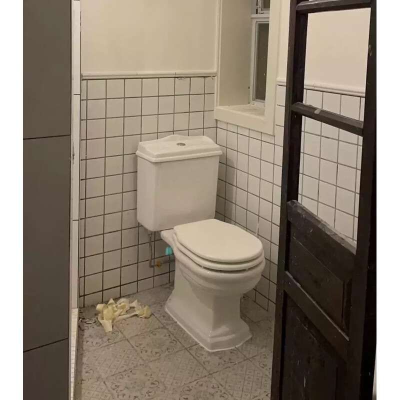 蝶陶（DIETAO）卫浴古典地排分体坐便器实木盖板复古马桶 白色盖板银色按钮 220mm