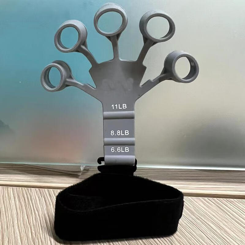 硅胶手指拉力器握力器锻炼力量拉伸手指指力器屈伸训练器 5指镂空1灰+1带