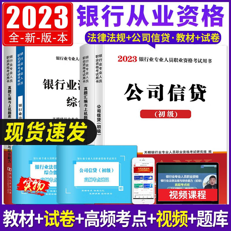 2023银行业从业资格考试教材用书+历年真题试卷与上机题库套装 初级公司信贷+银行业法律法规与综合能力