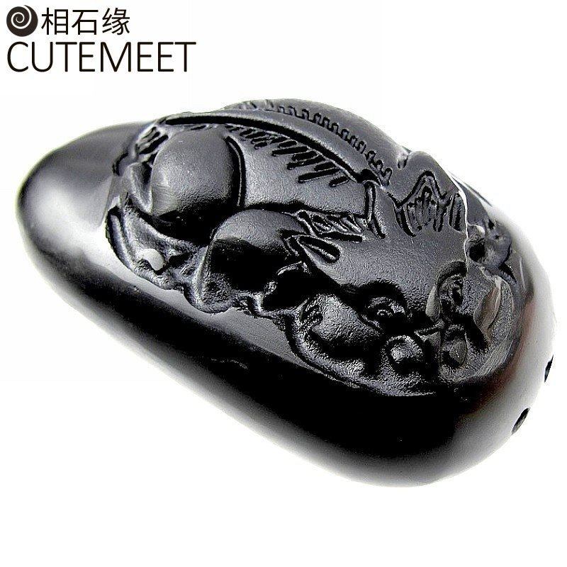 相石缘掌握财富泗滨砭石貔貅手把件男泗水砭石